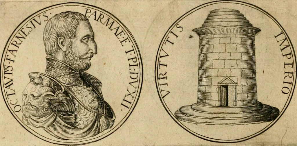 An illustration from Sylloge numismatum elegantiorum, quae diuersi impp., reges, principes, comites, respublicae diuersas ob causas ab anno 1500 ad annum usq[ue] 1600 cudi fecerunt, concinnata & historica narratione (sed breui) illustrata, 1620, leaf 147