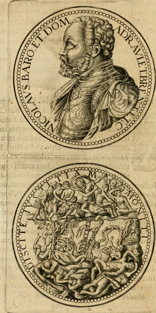 An illustration from Sylloge numismatum elegantiorum, quae diuersi impp., reges, principes, comites, respublicae diuersas ob causas ab anno 1500 ad annum usq[ue] 1600 cudi fecerunt, concinnata & historica narratione (sed breui) illustrata, 1620, leaf 153