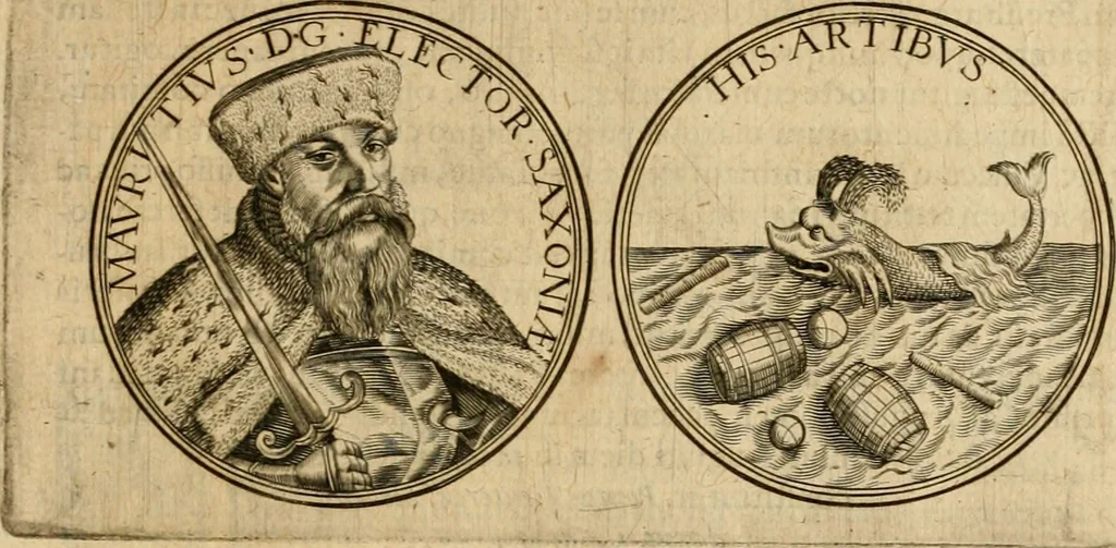 An illustration from Sylloge numismatum elegantiorum, quae diuersi impp., reges, principes, comites, respublicae diuersas ob causas ab anno 1500 ad annum usq[ue] 1600 cudi fecerunt, concinnata & historica narratione (sed breui) illustrata, 1620, leaf 176