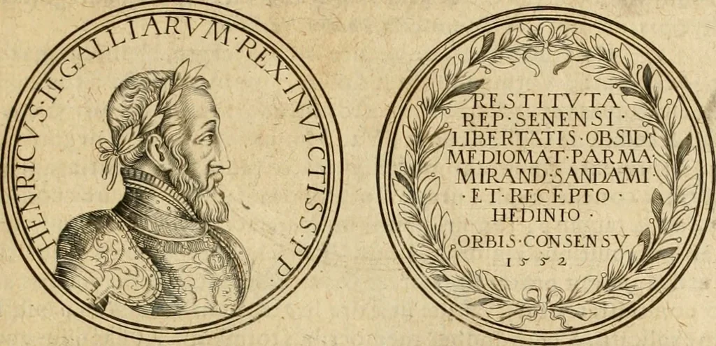 An illustration from Sylloge numismatum elegantiorum, quae diuersi impp., reges, principes, comites, respublicae diuersas ob causas ab anno 1500 ad annum usq[ue] 1600 cudi fecerunt, concinnata & historica narratione (sed breui) illustrata, 1620, leaf 184