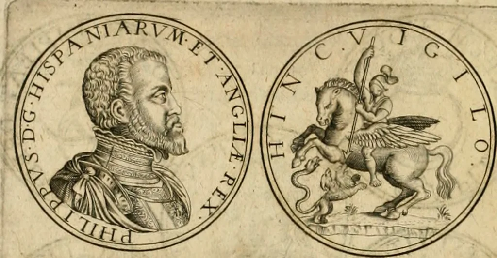 An illustration from Sylloge numismatum elegantiorum, quae diuersi impp., reges, principes, comites, respublicae diuersas ob causas ab anno 1500 ad annum usq[ue] 1600 cudi fecerunt, concinnata & historica narratione (sed breui) illustrata, 1620, leaf 199
