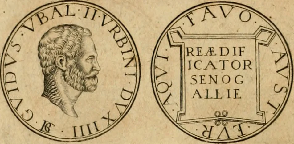 An illustration from Sylloge numismatum elegantiorum, quae diuersi impp., reges, principes, comites, respublicae diuersas ob causas ab anno 1500 ad annum usq[ue] 1600 cudi fecerunt, concinnata & historica narratione (sed breui) illustrata, 1620, leaf 201