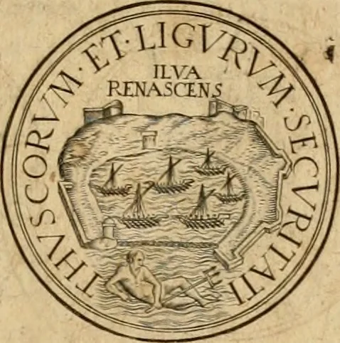 An illustration from Sylloge numismatum elegantiorum, quae diuersi impp., reges, principes, comites, respublicae diuersas ob causas ab anno 1500 ad annum usq[ue] 1600 cudi fecerunt, concinnata & historica narratione (sed breui) illustrata, 1620, leaf 202
