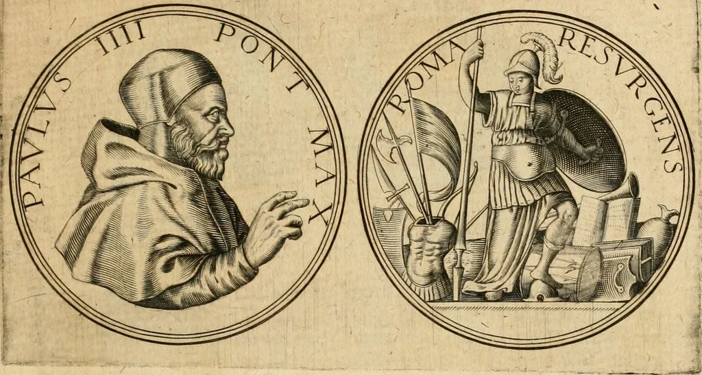 An illustration from Sylloge numismatum elegantiorum, quae diuersi impp., reges, principes, comites, respublicae diuersas ob causas ab anno 1500 ad annum usq[ue] 1600 cudi fecerunt, concinnata & historica narratione (sed breui) illustrata, 1620, leaf 208