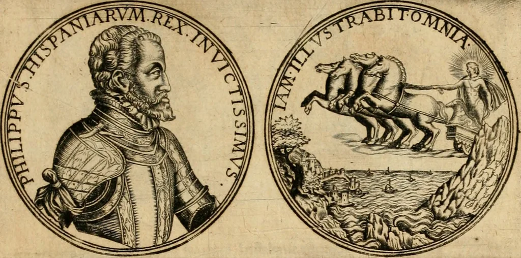 An illustration from Sylloge numismatum elegantiorum, quae diuersi impp., reges, principes, comites, respublicae diuersas ob causas ab anno 1500 ad annum usq[ue] 1600 cudi fecerunt, concinnata & historica narratione (sed breui) illustrata, 1620, leaf 214