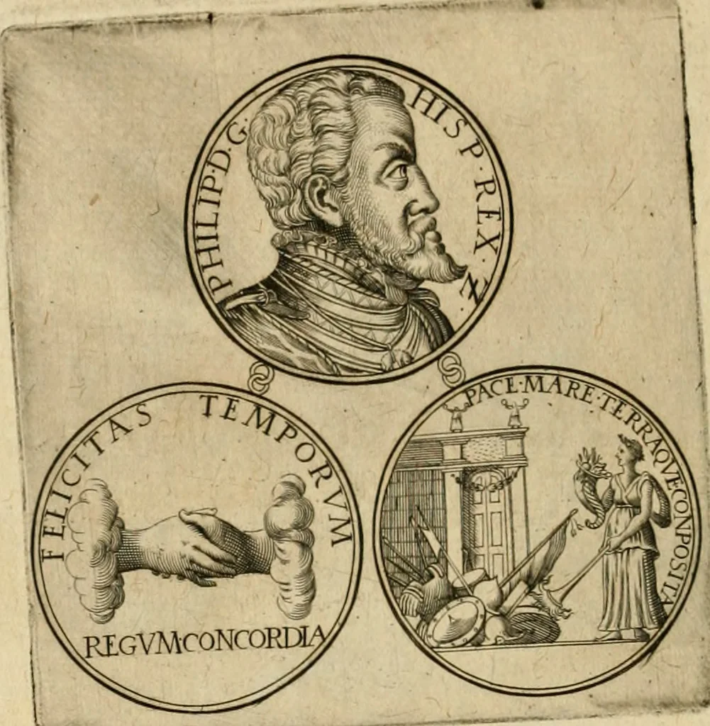 An illustration from Sylloge numismatum elegantiorum, quae diuersi impp., reges, principes, comites, respublicae diuersas ob causas ab anno 1500 ad annum usq[ue] 1600 cudi fecerunt, concinnata & historica narratione (sed breui) illustrata, 1620, leaf 223