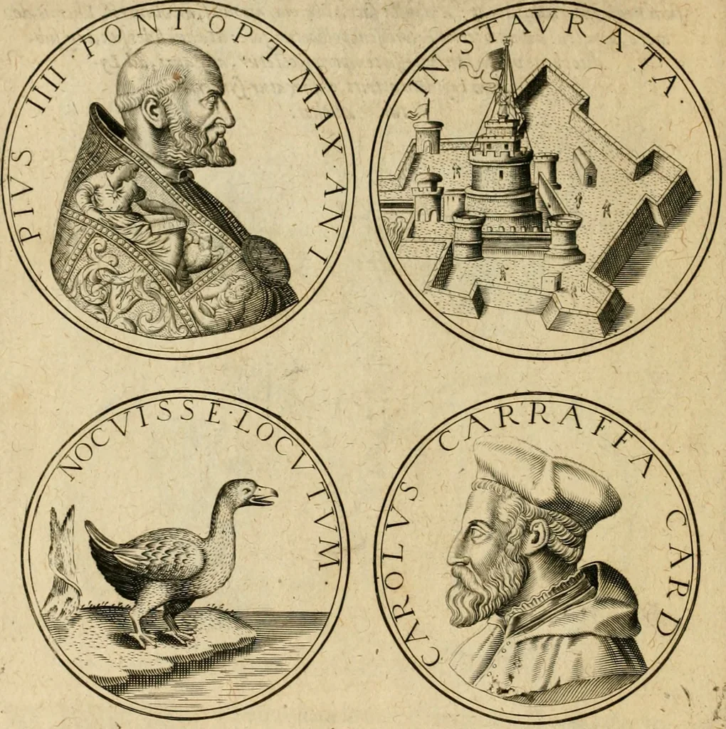 An illustration from Sylloge numismatum elegantiorum, quae diuersi impp., reges, principes, comites, respublicae diuersas ob causas ab anno 1500 ad annum usq[ue] 1600 cudi fecerunt, concinnata & historica narratione (sed breui) illustrata, 1620, leaf 227