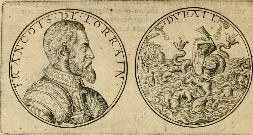 An illustration from Sylloge numismatum elegantiorum, quae diuersi impp., reges, principes, comites, respublicae diuersas ob causas ab anno 1500 ad annum usq[ue] 1600 cudi fecerunt, concinnata & historica narratione (sed breui) illustrata, 1620, leaf 235