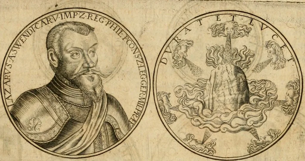 An illustration from Sylloge numismatum elegantiorum, quae diuersi impp., reges, principes, comites, respublicae diuersas ob causas ab anno 1500 ad annum usq[ue] 1600 cudi fecerunt, concinnata & historica narratione (sed breui) illustrata, 1620, leaf 246