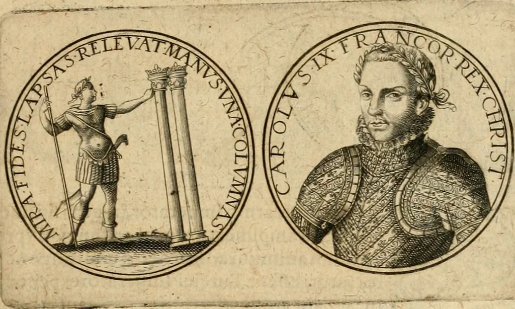 An illustration from Sylloge numismatum elegantiorum, quae diuersi impp., reges, principes, comites, respublicae diuersas ob causas ab anno 1500 ad annum usq[ue] 1600 cudi fecerunt, concinnata & historica narratione (sed breui) illustrata, 1620, leaf 262