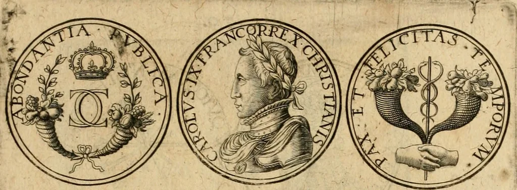 An illustration from Sylloge numismatum elegantiorum, quae diuersi impp., reges, principes, comites, respublicae diuersas ob causas ab anno 1500 ad annum usq[ue] 1600 cudi fecerunt, concinnata & historica narratione (sed breui) illustrata, 1620, leaf 264