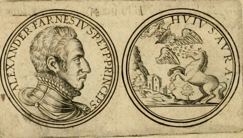 An illustration from Sylloge numismatum elegantiorum, quae diuersi impp., reges, principes, comites, respublicae diuersas ob causas ab anno 1500 ad annum usq[ue] 1600 cudi fecerunt, concinnata & historica narratione (sed breui) illustrata, 1620, leaf 269