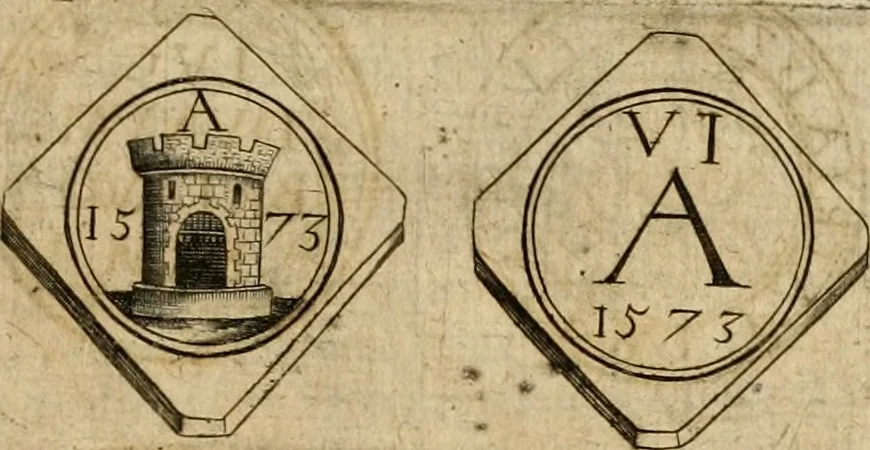An illustration from Sylloge numismatum elegantiorum, quae diuersi impp., reges, principes, comites, respublicae diuersas ob causas ab anno 1500 ad annum usq[ue] 1600 cudi fecerunt, concinnata & historica narratione (sed breui) illustrata, 1620, leaf 280
