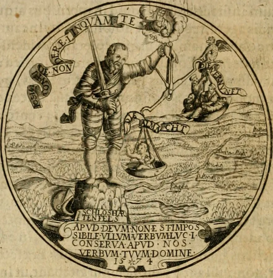 An illustration from Sylloge numismatum elegantiorum, quae diuersi impp., reges, principes, comites, respublicae diuersas ob causas ab anno 1500 ad annum usq[ue] 1600 cudi fecerunt, concinnata & historica narratione (sed breui) illustrata, 1620, leaf 283