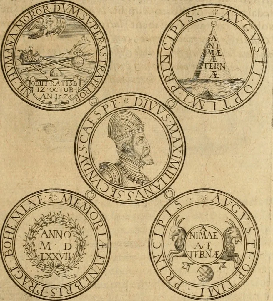 An illustration from Sylloge numismatum elegantiorum, quae diuersi impp., reges, principes, comites, respublicae diuersas ob causas ab anno 1500 ad annum usq[ue] 1600 cudi fecerunt, concinnata & historica narratione (sed breui) illustrata, 1620, leaf 292