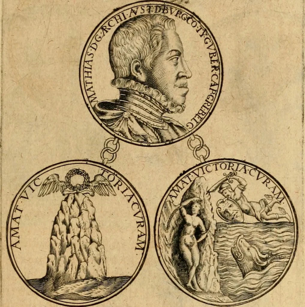 An illustration from Sylloge numismatum elegantiorum, quae diuersi impp., reges, principes, comites, respublicae diuersas ob causas ab anno 1500 ad annum usq[ue] 1600 cudi fecerunt, concinnata & historica narratione (sed breui) illustrata, 1620, leaf 300