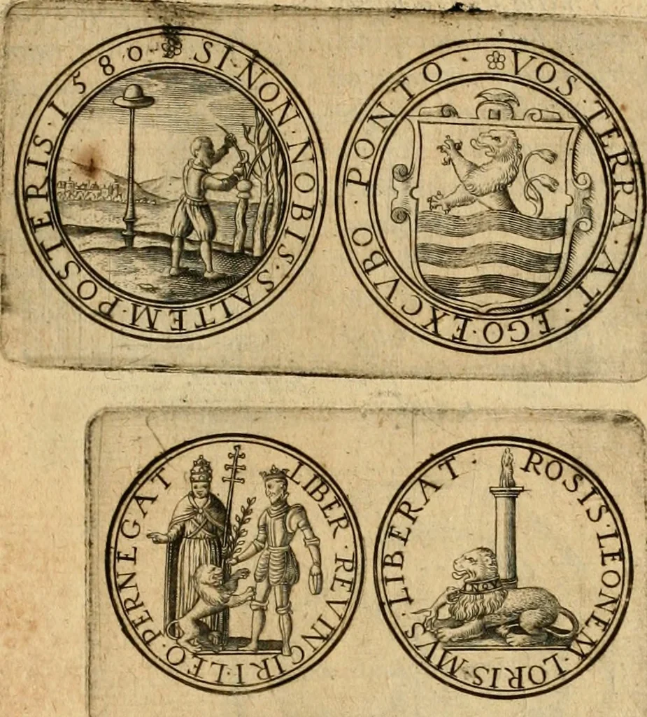 An illustration from Sylloge numismatum elegantiorum, quae diuersi impp., reges, principes, comites, respublicae diuersas ob causas ab anno 1500 ad annum usq[ue] 1600 cudi fecerunt, concinnata & historica narratione (sed breui) illustrata, 1620, leaf 306