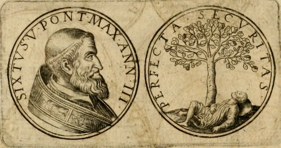 An illustration from Sylloge numismatum elegantiorum, quae diuersi impp., reges, principes, comites, respublicae diuersas ob causas ab anno 1500 ad annum usq[ue] 1600 cudi fecerunt, concinnata & historica narratione (sed breui) illustrata, 1620, leaf 335