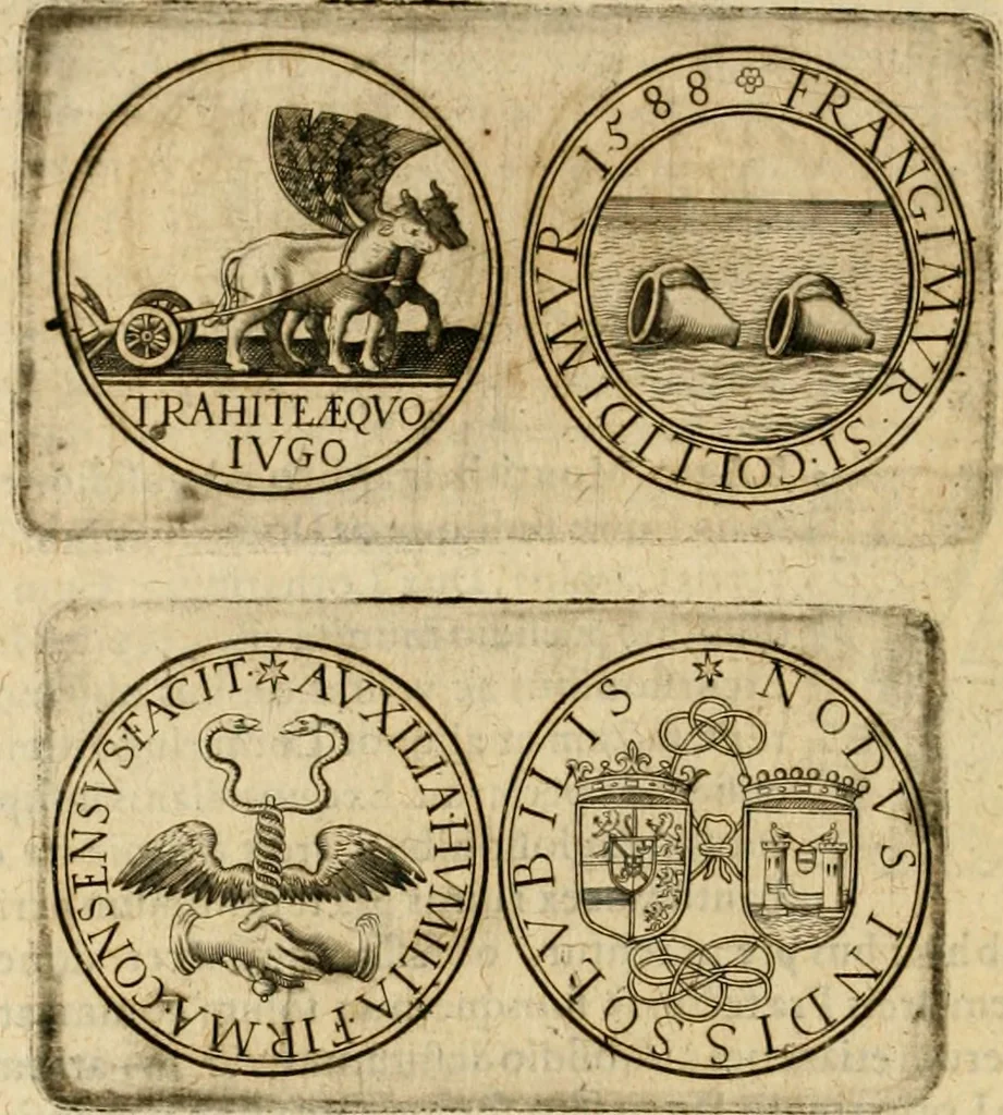 An illustration from Sylloge numismatum elegantiorum, quae diuersi impp., reges, principes, comites, respublicae diuersas ob causas ab anno 1500 ad annum usq[ue] 1600 cudi fecerunt, concinnata & historica narratione (sed breui) illustrata, 1620, leaf 341