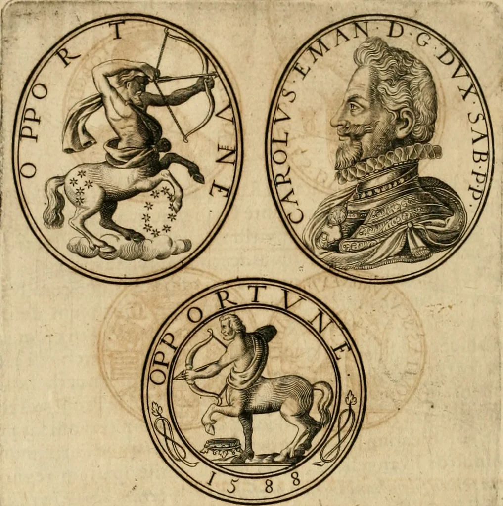 An illustration from Sylloge numismatum elegantiorum, quae diuersi impp., reges, principes, comites, respublicae diuersas ob causas ab anno 1500 ad annum usq[ue] 1600 cudi fecerunt, concinnata & historica narratione (sed breui) illustrata, 1620, leaf 347