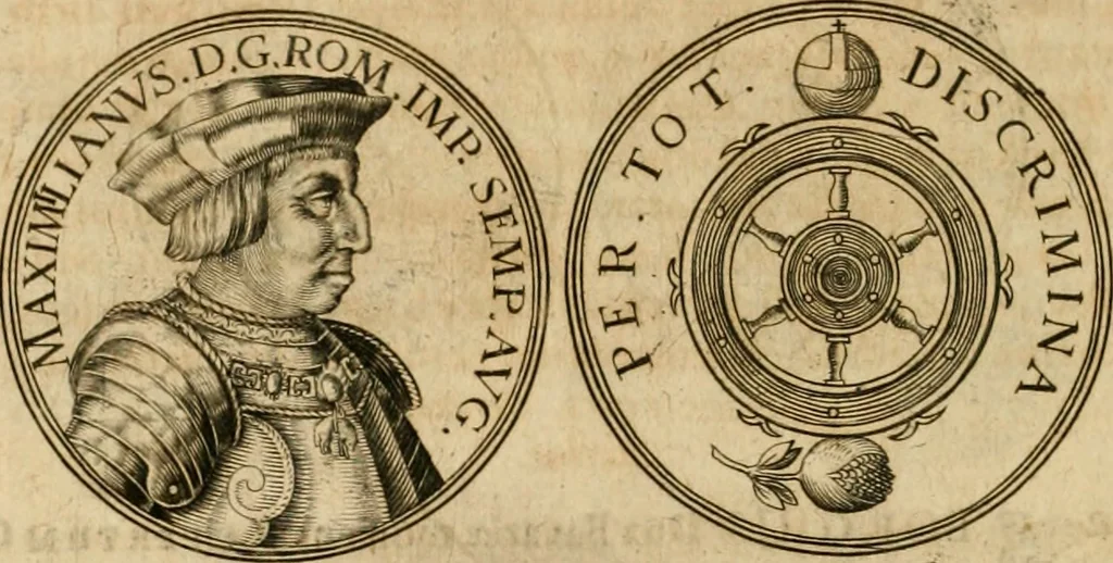 An illustration from Sylloge numismatum elegantiorum, quae diuersi impp., reges, principes, comites, respublicae diuersas ob causas ab anno 1500 ad annum usq[ue] 1600 cudi fecerunt, concinnata & historica narratione (sed breui) illustrata, 1620, leaf 37
