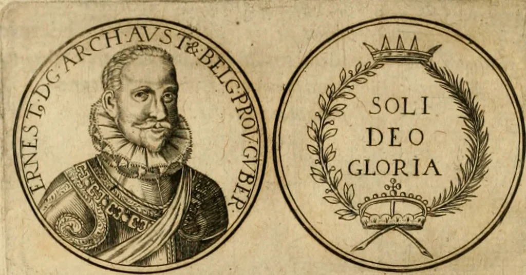 An illustration from Sylloge numismatum elegantiorum, quae diuersi impp., reges, principes, comites, respublicae diuersas ob causas ab anno 1500 ad annum usq[ue] 1600 cudi fecerunt, concinnata & historica narratione (sed breui) illustrata, 1620, leaf 373
