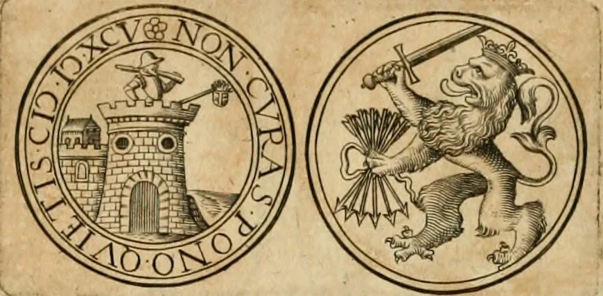 An illustration from Sylloge numismatum elegantiorum, quae diuersi impp., reges, principes, comites, respublicae diuersas ob causas ab anno 1500 ad annum usq[ue] 1600 cudi fecerunt, concinnata & historica narratione (sed breui) illustrata, 1620, leaf 381