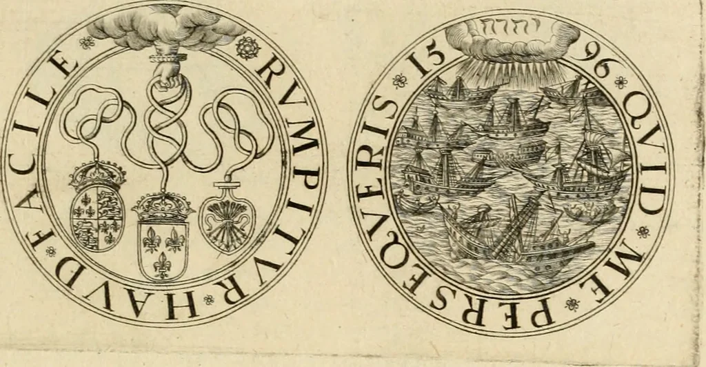 An illustration from Sylloge numismatum elegantiorum, quae diuersi impp., reges, principes, comites, respublicae diuersas ob causas ab anno 1500 ad annum usq[ue] 1600 cudi fecerunt, concinnata & historica narratione (sed breui) illustrata, 1620, leaf 390