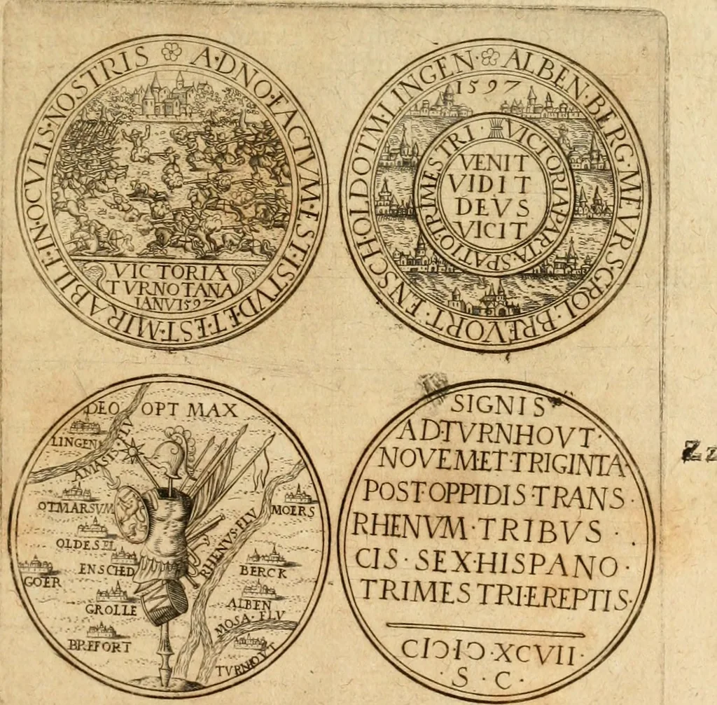 An illustration from Sylloge numismatum elegantiorum, quae diuersi impp., reges, principes, comites, respublicae diuersas ob causas ab anno 1500 ad annum usq[ue] 1600 cudi fecerunt, concinnata & historica narratione (sed breui) illustrata, 1620, leaf 396