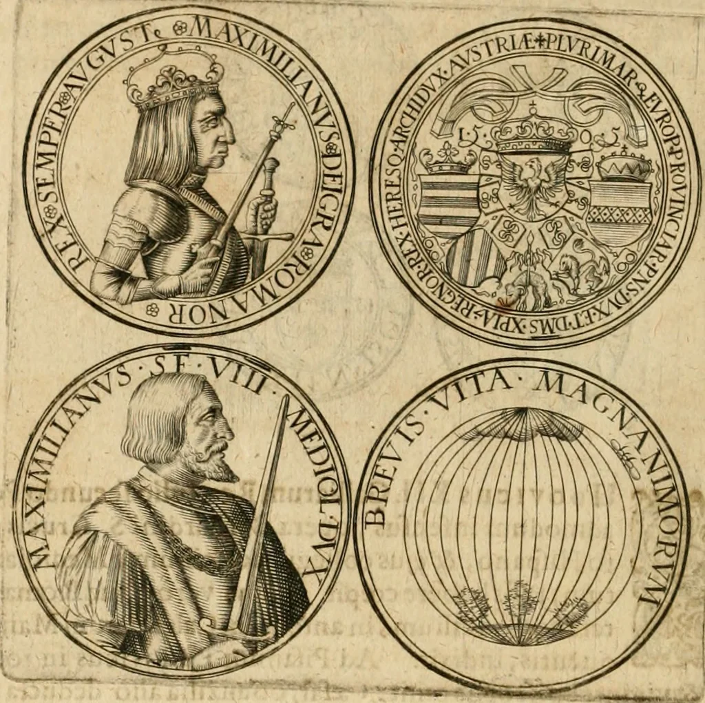 An illustration from Sylloge numismatum elegantiorum, quae diuersi impp., reges, principes, comites, respublicae diuersas ob causas ab anno 1500 ad annum usq[ue] 1600 cudi fecerunt, concinnata & historica narratione (sed breui) illustrata, 1620, leaf 53