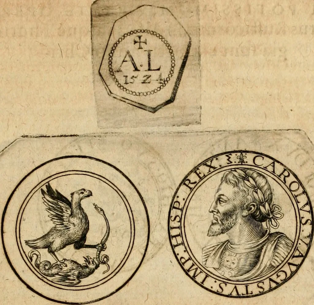 An illustration from Sylloge numismatum elegantiorum, quae diuersi impp., reges, principes, comites, respublicae diuersas ob causas ab anno 1500 ad annum usq[ue] 1600 cudi fecerunt, concinnata & historica narratione (sed breui) illustrata, 1620, leaf 84