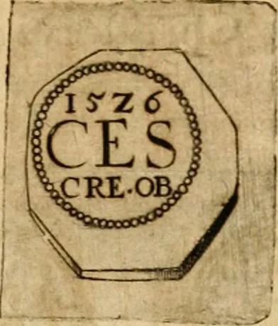 An illustration from Sylloge numismatum elegantiorum, quae diuersi impp., reges, principes, comites, respublicae diuersas ob causas ab anno 1500 ad annum usq[ue] 1600 cudi fecerunt, concinnata & historica narratione (sed breui) illustrata, 1620, leaf 88