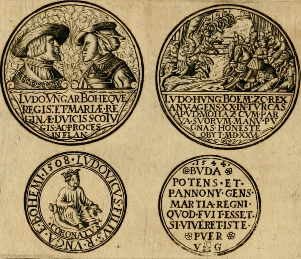 An illustration from Sylloge numismatum elegantiorum, quae diuersi impp., reges, principes, comites, respublicae diuersas ob causas ab anno 1500 ad annum usq[ue] 1600 cudi fecerunt, concinnata & historica narratione (sed breui) illustrata, 1620, leaf 91