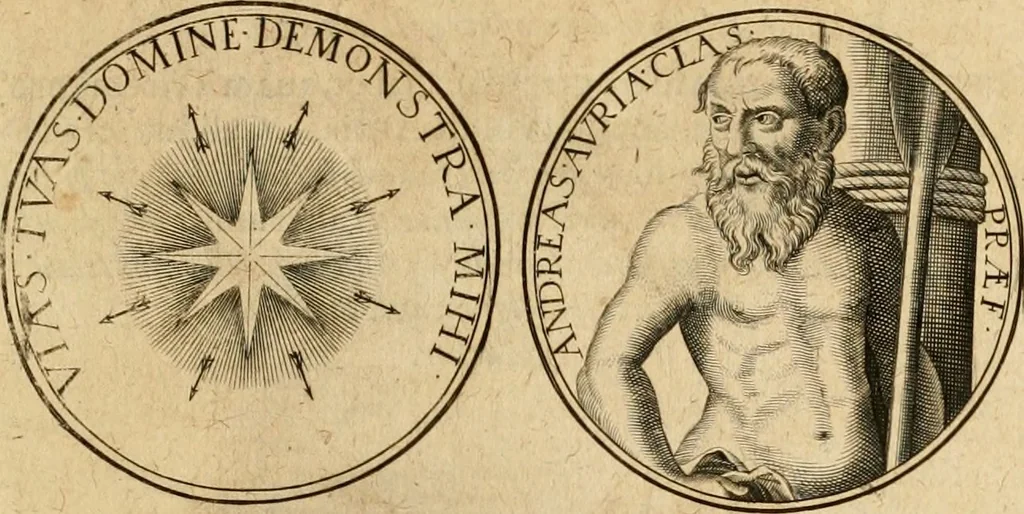An illustration from Sylloge numismatum elegantiorum, quae diuersi impp., reges, principes, comites, respublicae diuersas ob causas ab anno 1500 ad annum usq[ue] 1600 cudi fecerunt, concinnata & historica narratione (sed breui) illustrata, 1620, leaf 96