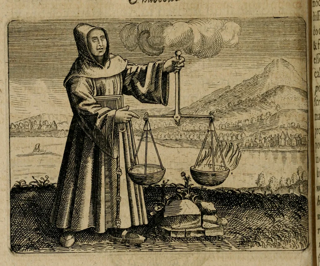 An illustration from Symbola avreae mensae dvodecim nationvm : hoc est, Hermaea sev Mercvrii festa ab heroibus duodenu selectu, artis chymicae usu, sapientia & authoritate paribvs celebrata, ad Pyrgopolynicen seu aduersarium illum tot annis iactabundum ..., 1617, leaf 473