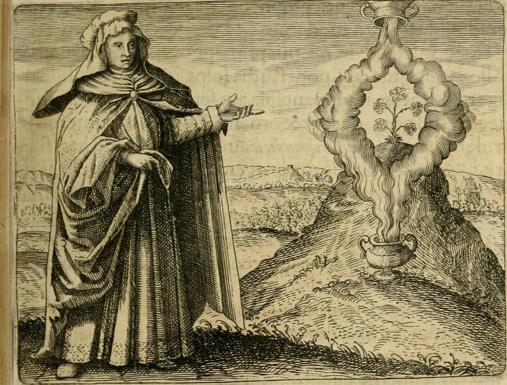 An illustration from Symbola avreae mensae dvodecim nationvm : hoc est, Hermaea sev Mercvrii festa ab heroibus duodenu selectu, artis chymicae usu, sapientia & authoritate paribvs celebrata, ad Pyrgopolynicen seu aduersarium illum tot annis iactabundum ..., 1617, leaf 80