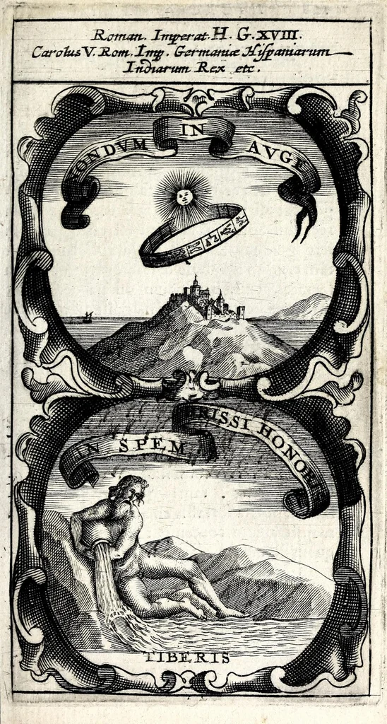 An illustration from Symbola divina & humana pontificum, imperatorum, regum : ex musaeo Octavii de Strada civis Romani, 1666, leaf 129