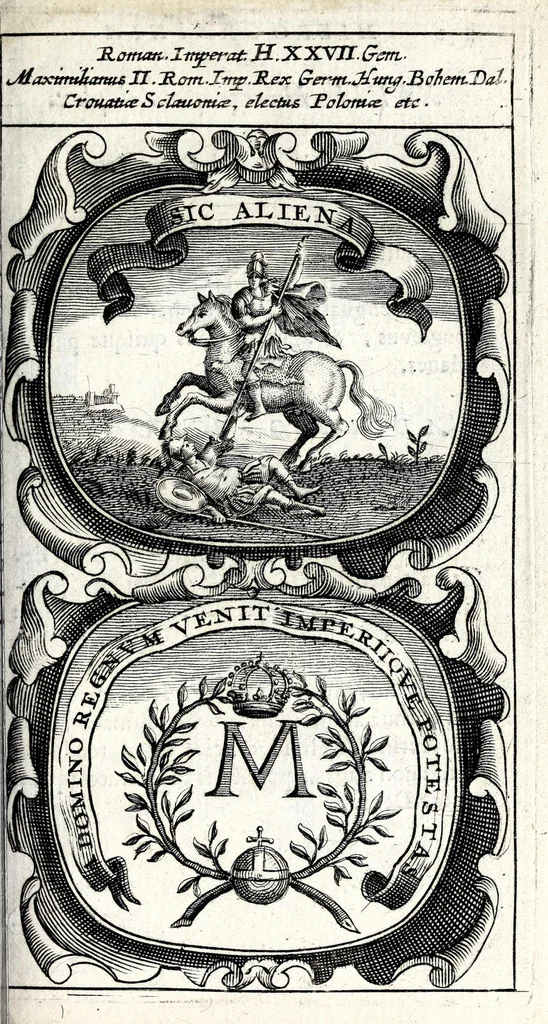 An illustration from Symbola divina & humana pontificum, imperatorum, regum : ex musaeo Octavii de Strada civis Romani, 1666, leaf 143
