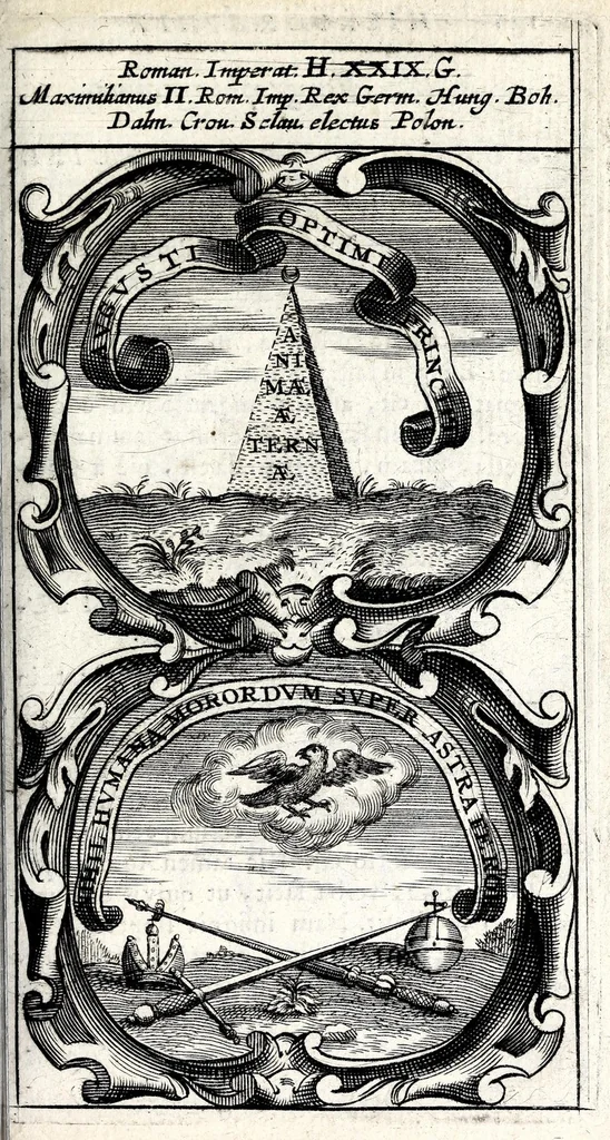 An illustration from Symbola divina & humana pontificum, imperatorum, regum : ex musaeo Octavii de Strada civis Romani, 1666, leaf 147