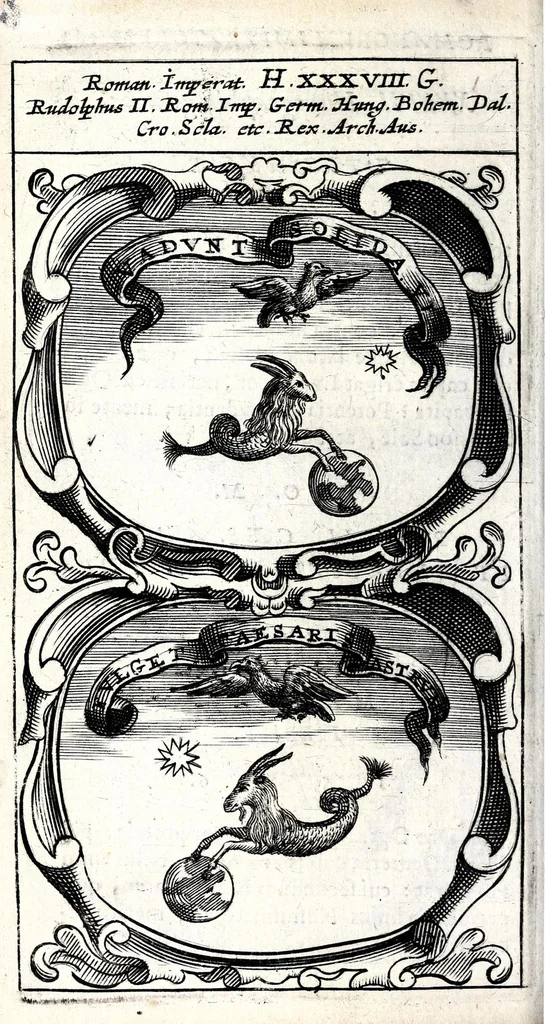 An illustration from Symbola divina & humana pontificum, imperatorum, regum : ex musaeo Octavii de Strada civis Romani, 1666, leaf 166