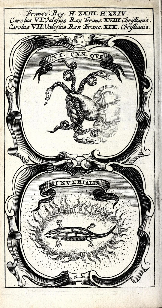 An illustration from Symbola divina & humana pontificum, imperatorum, regum : ex musaeo Octavii de Strada civis Romani, 1666, leaf 240
