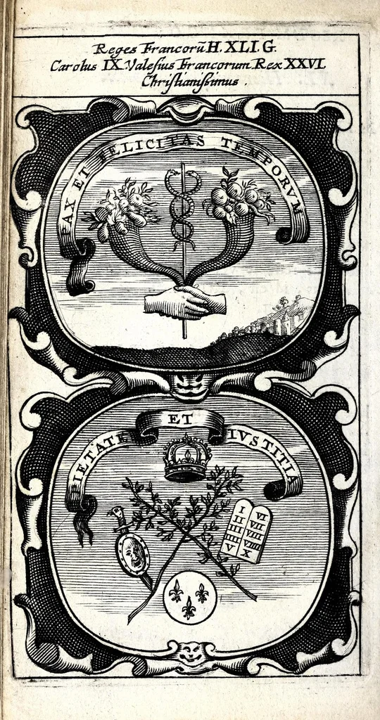An illustration from Symbola divina & humana pontificum, imperatorum, regum : ex musaeo Octavii de Strada civis Romani, 1666, leaf 266