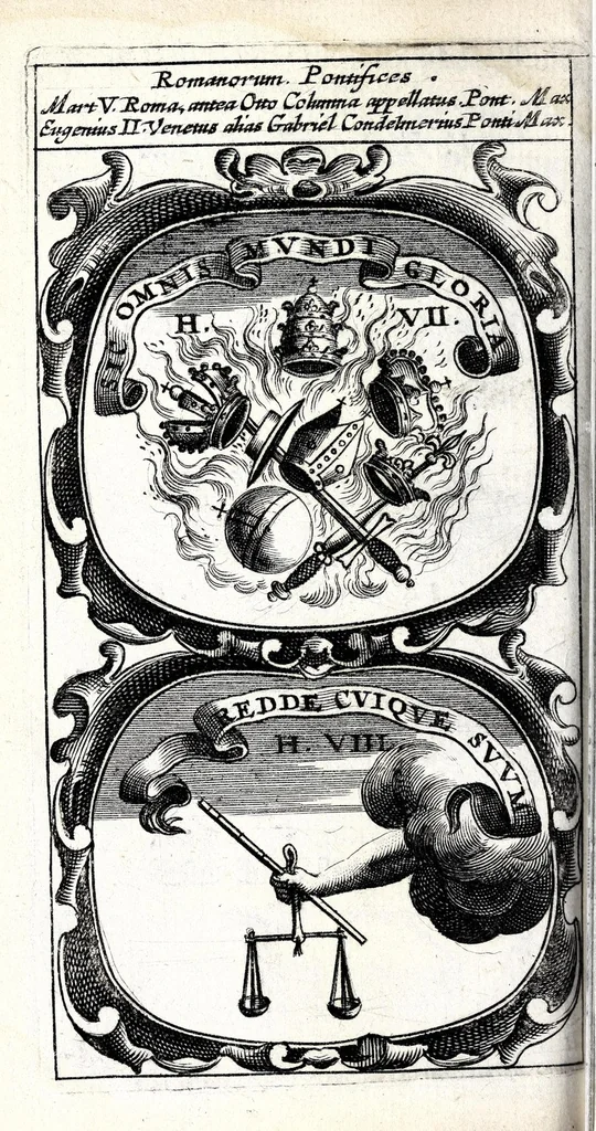 An illustration from Symbola divina & humana pontificum, imperatorum, regum : ex musaeo Octavii de Strada civis Romani, 1666, leaf 68