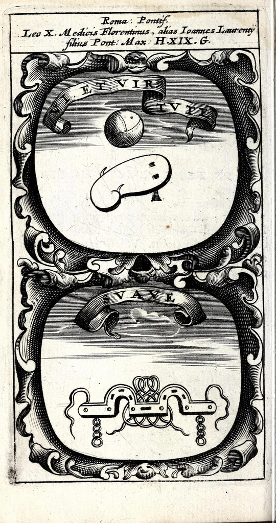 An illustration from Symbola divina & humana pontificum, imperatorum, regum : ex musaeo Octavii de Strada civis Romani, 1666, leaf 80