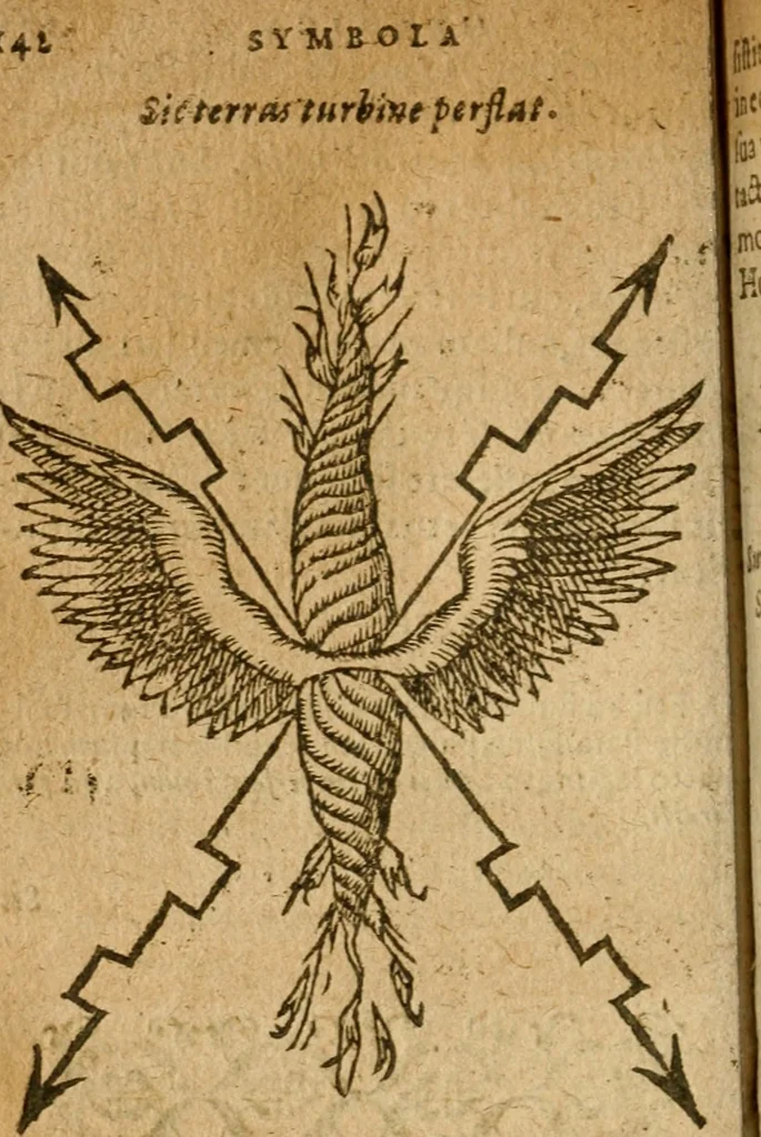 An illustration from Symbola heroica m. Clavdii Paradini, Belliiocensis canonici, et d. Gabrielis Symeonis : multo, quàm antea, fidelius de gallica lingua in latinam conuersa, 1600, leaf 145