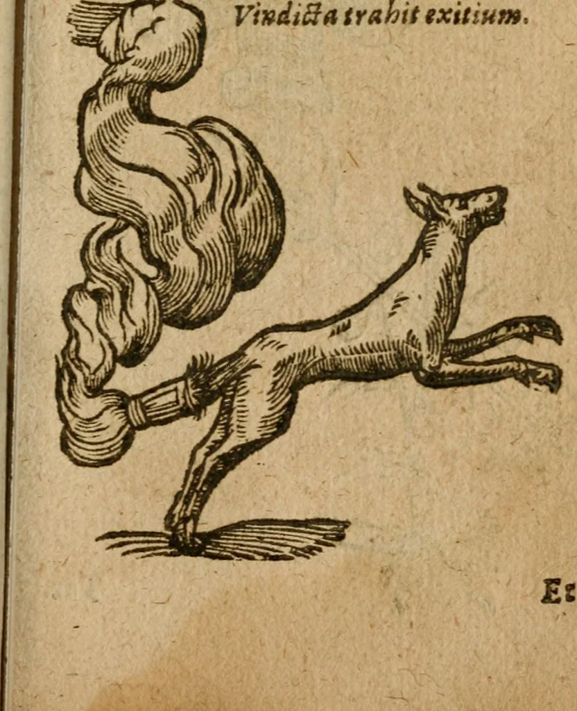 An illustration from Symbola heroica m. Clavdii Paradini, Belliiocensis canonici, et d. Gabrielis Symeonis : multo, quàm antea, fidelius de gallica lingua in latinam conuersa, 1600, leaf 156
