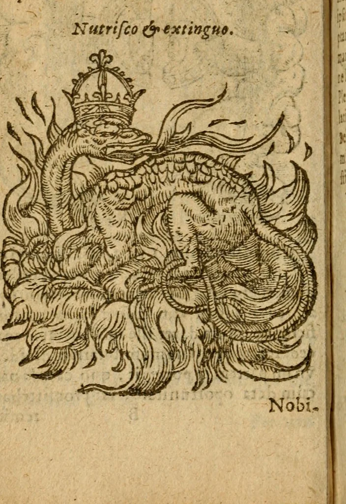 An illustration from Symbola heroica m. Clavdii Paradini, Belliiocensis canonici, et d. Gabrielis Symeonis : multo, quàm antea, fidelius de gallica lingua in latinam conuersa, 1600, leaf 21