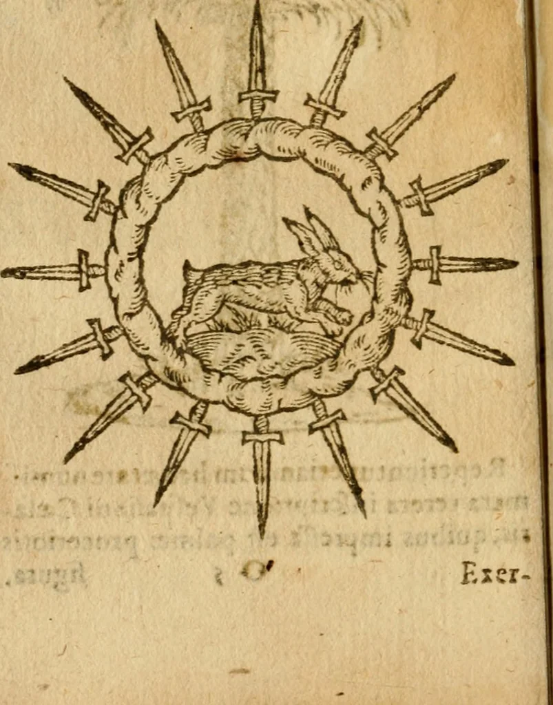 An illustration from Symbola heroica m. Clavdii Paradini, Belliiocensis canonici, et d. Gabrielis Symeonis : multo, quàm antea, fidelius de gallica lingua in latinam conuersa, 1600, leaf 221