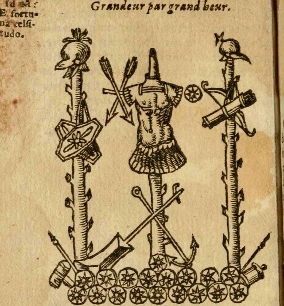 An illustration from Symbola heroica m. Clavdii Paradini, Belliiocensis canonici, et d. Gabrielis Symeonis : multo, quàm antea, fidelius de gallica lingua in latinam conuersa, 1600, leaf 223