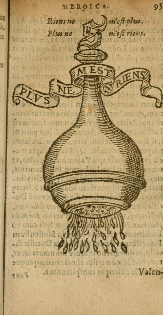 An illustration from Symbola heroica m. Clavdii Paradini, Belliiocensis canonici, et d. Gabrielis Symeonis : multo, quàm antea, fidelius de gallica lingua in latinam conuersa, 1600, leaf 98